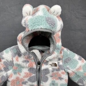 The North Face Infant Baby Fleece Jacket Hoodie Bear Ears Floral 6-12 Months